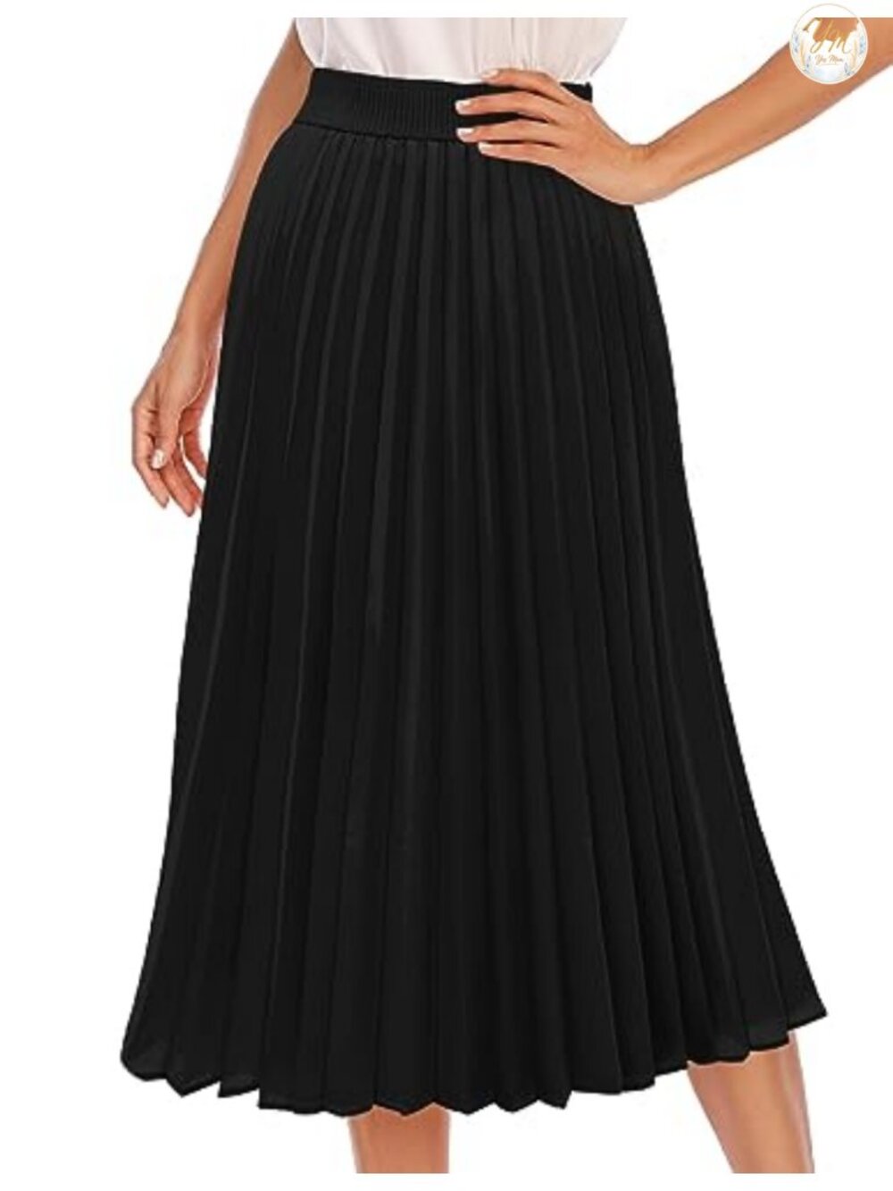 Pleated Midi Skirt High Waisted A Line Chiffon Flowy Long Skirt